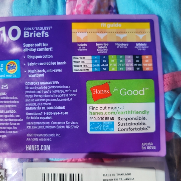 Hanes Girls Underwear Size 8 Pack of 9 - Picture 4 of 4